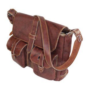 Frye Campus Rich Walnut Burnished Leather Messenger/Saddle Shoulder Bag